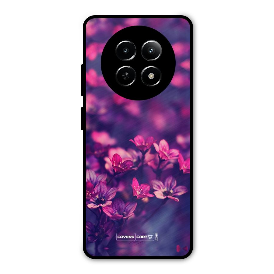 Violet Floral Metal Back Case for Realme Narzo N65
