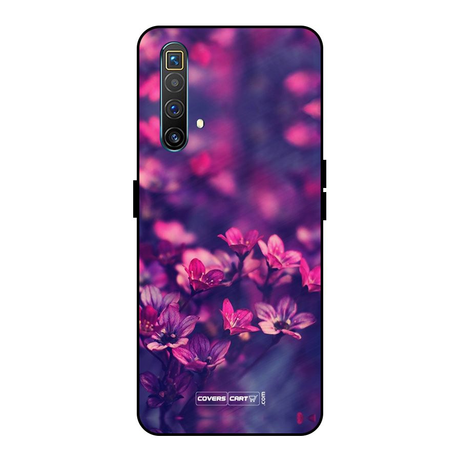 Violet Floral Metal Back Case for Realme X3 SuperZoom