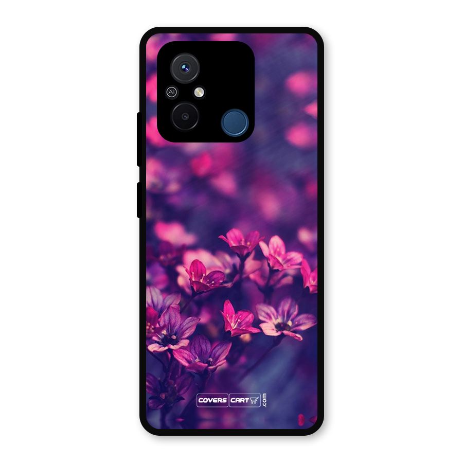 Violet Floral Metal Back Case for Redmi 12C