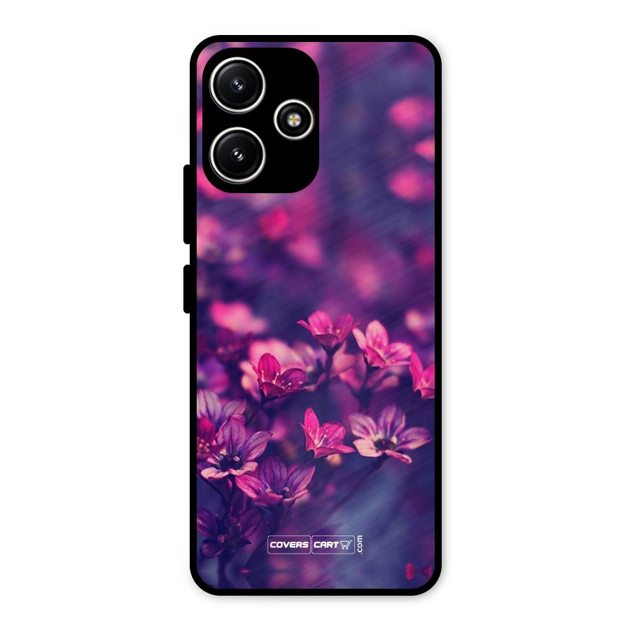 Violet Floral Metal Back Case for Redmi 12 5G