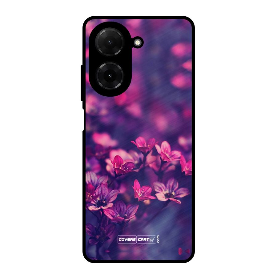 Violet Floral Metal Back Case for Redmi A5 4G