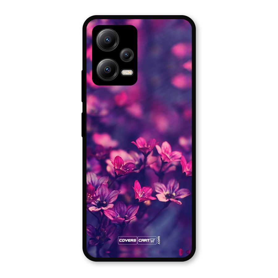 Violet Floral Metal Back Case for Redmi Note 12 5G