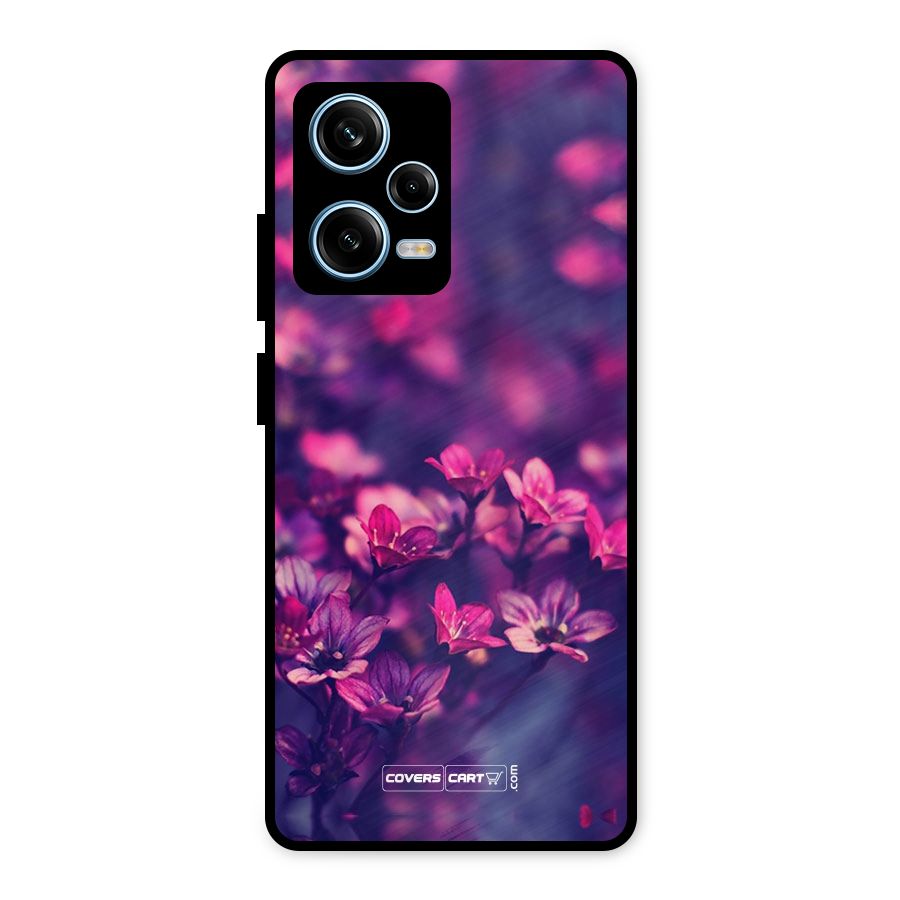 Violet Floral Metal Back Case for Redmi Note 12 Pro