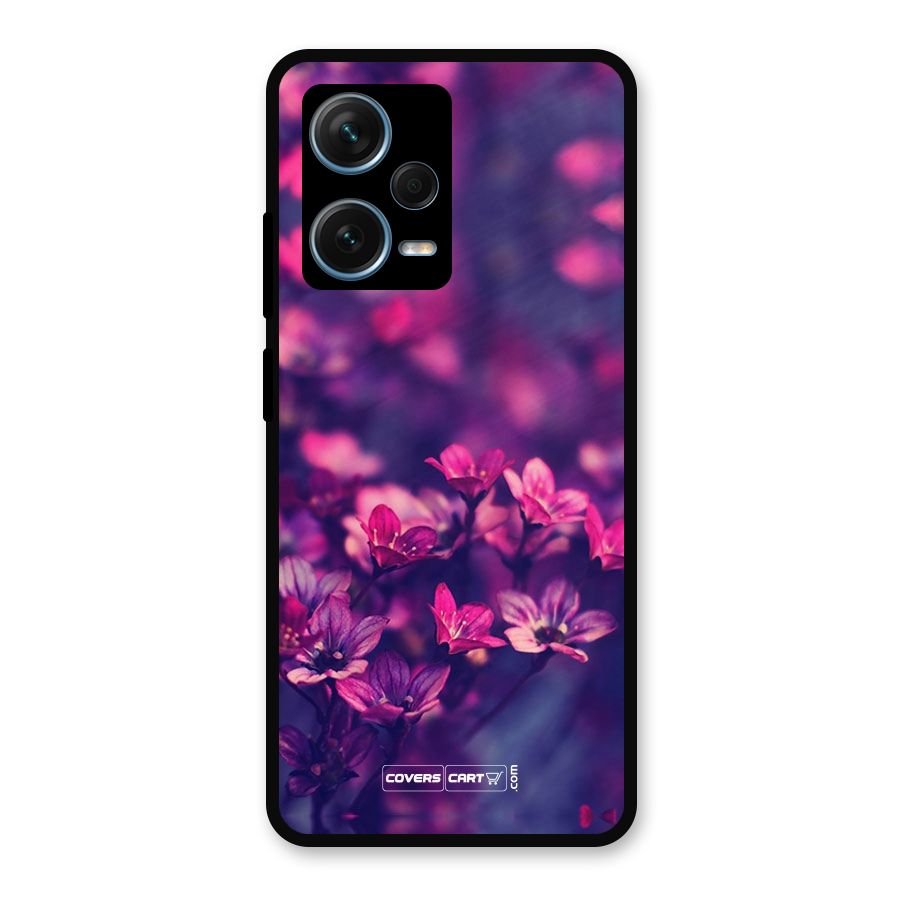 Violet Floral Metal Back Case for Redmi Note 12 Pro Plus 5G