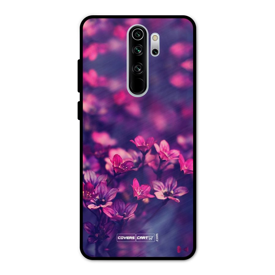 Violet Floral Metal Back Case for Redmi Note 8 Pro