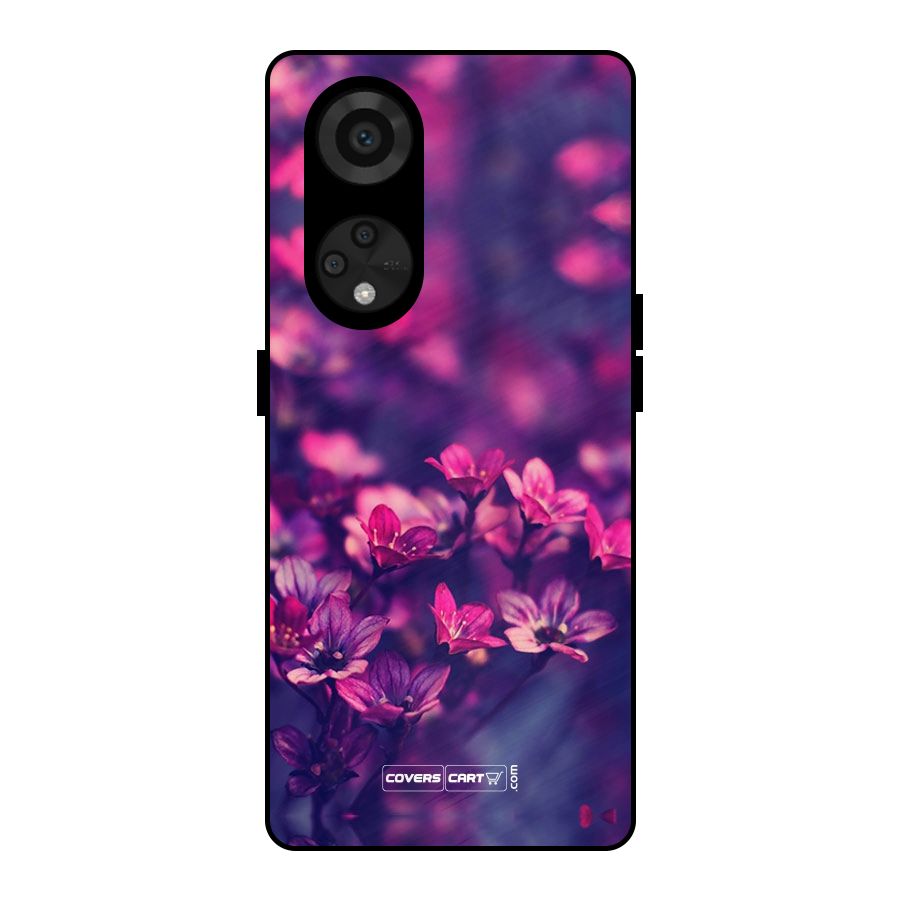 Violet Floral Metal Back Case for Reno8 T 5G