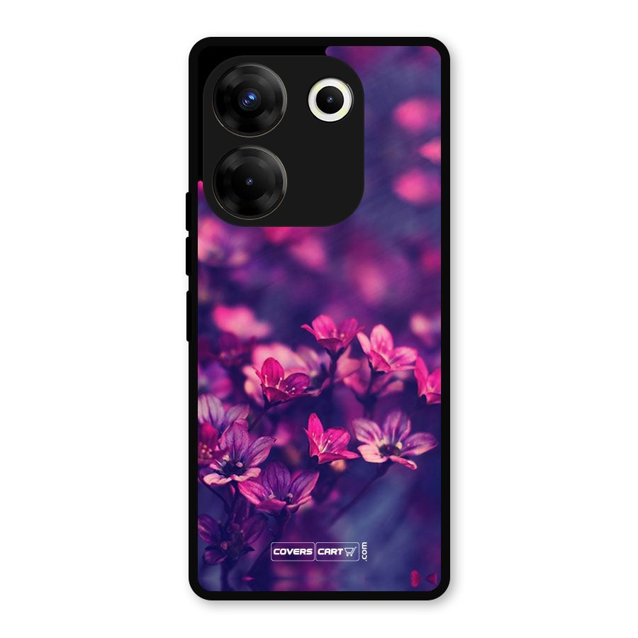 Violet Floral Metal Back Case for Tecno Camon 20