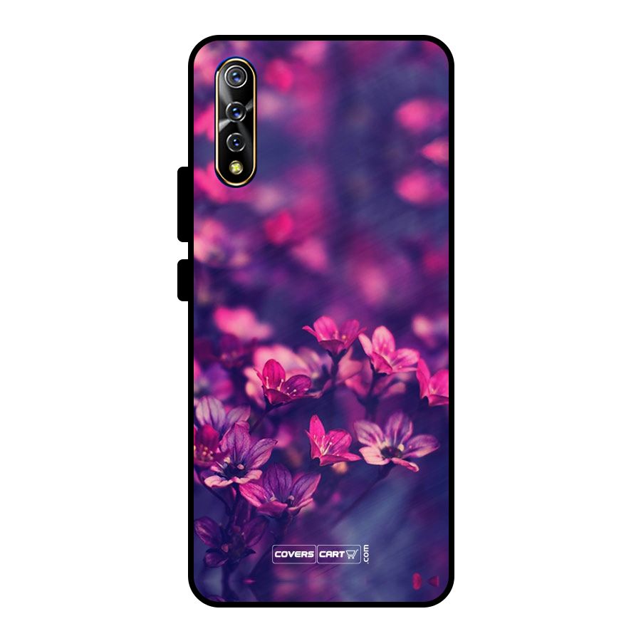 Violet Floral Metal Back Case for Vivo S1