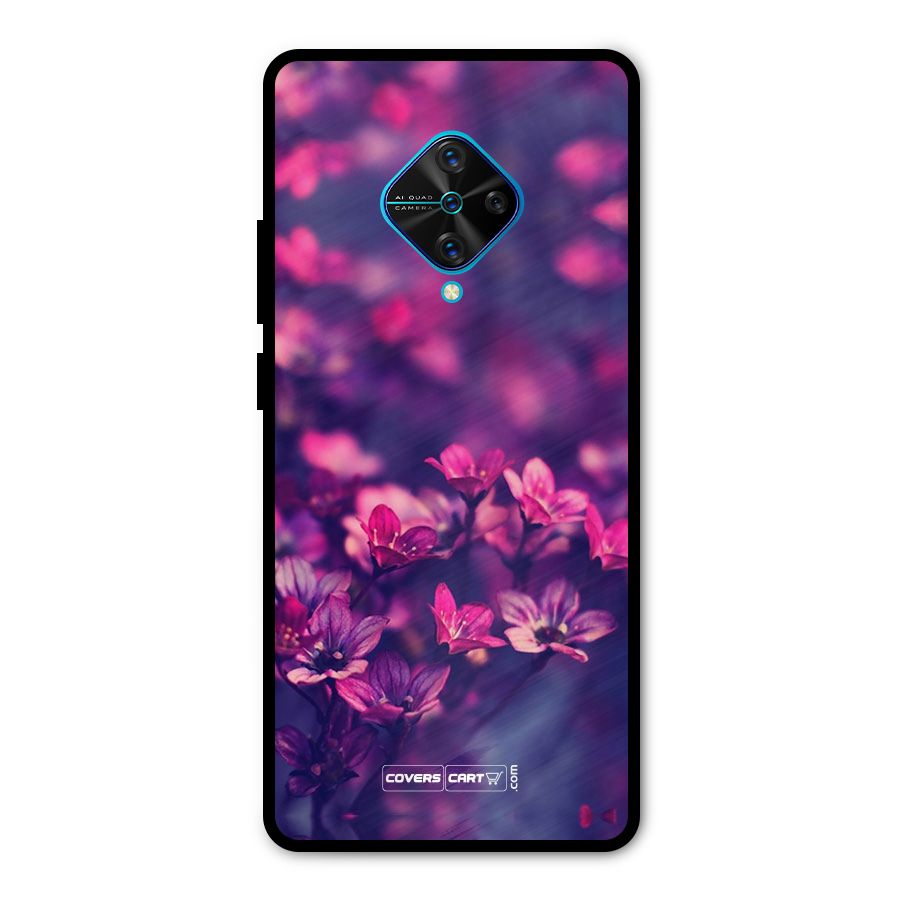 Violet Floral Metal Back Case for Vivo S1 Pro