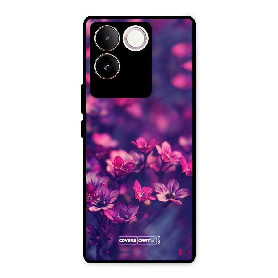 Violet Floral Metal Back Case for Vivo T2 Pro