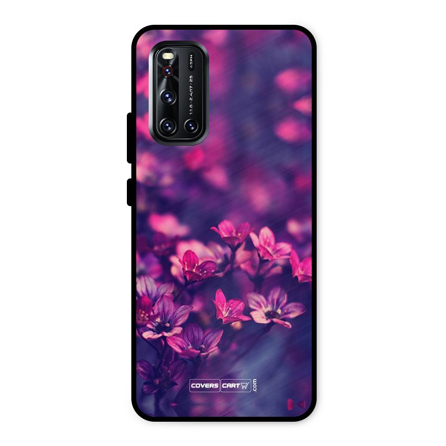 Violet Floral Metal Back Case for Vivo V19