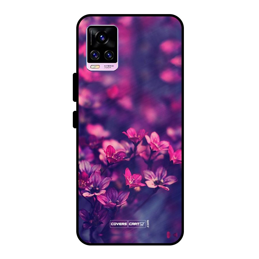 Violet Floral Metal Back Case for Vivo V20 Pro