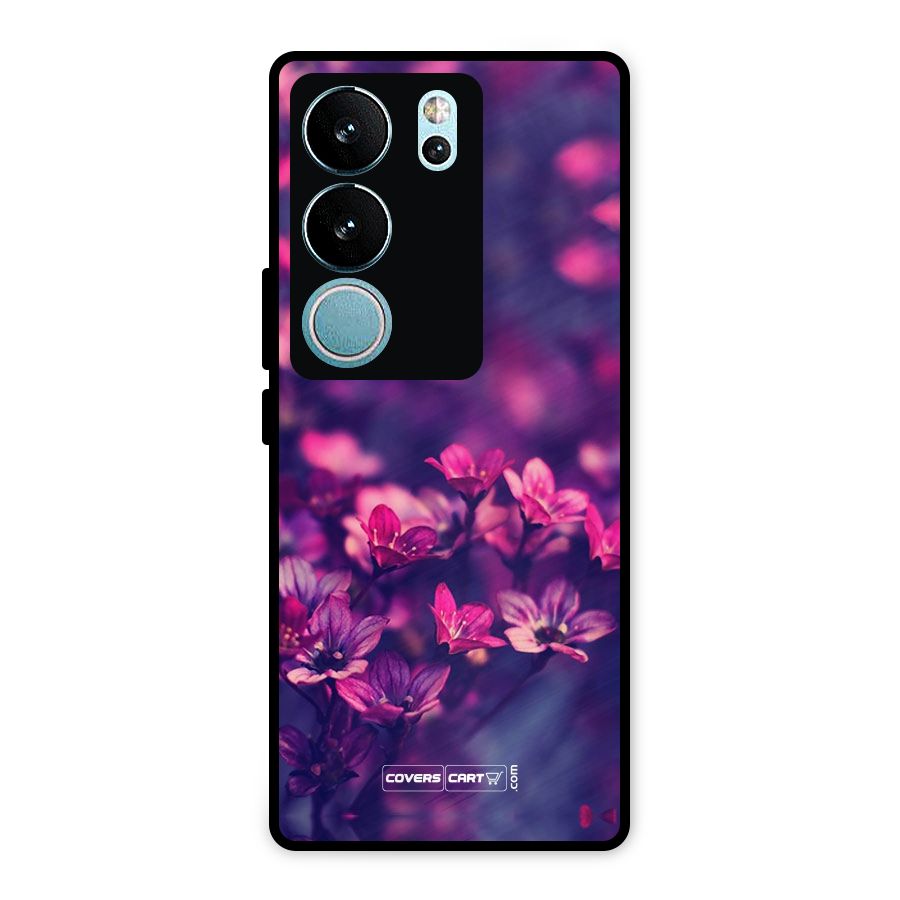Violet Floral Metal Back Case for Vivo V29