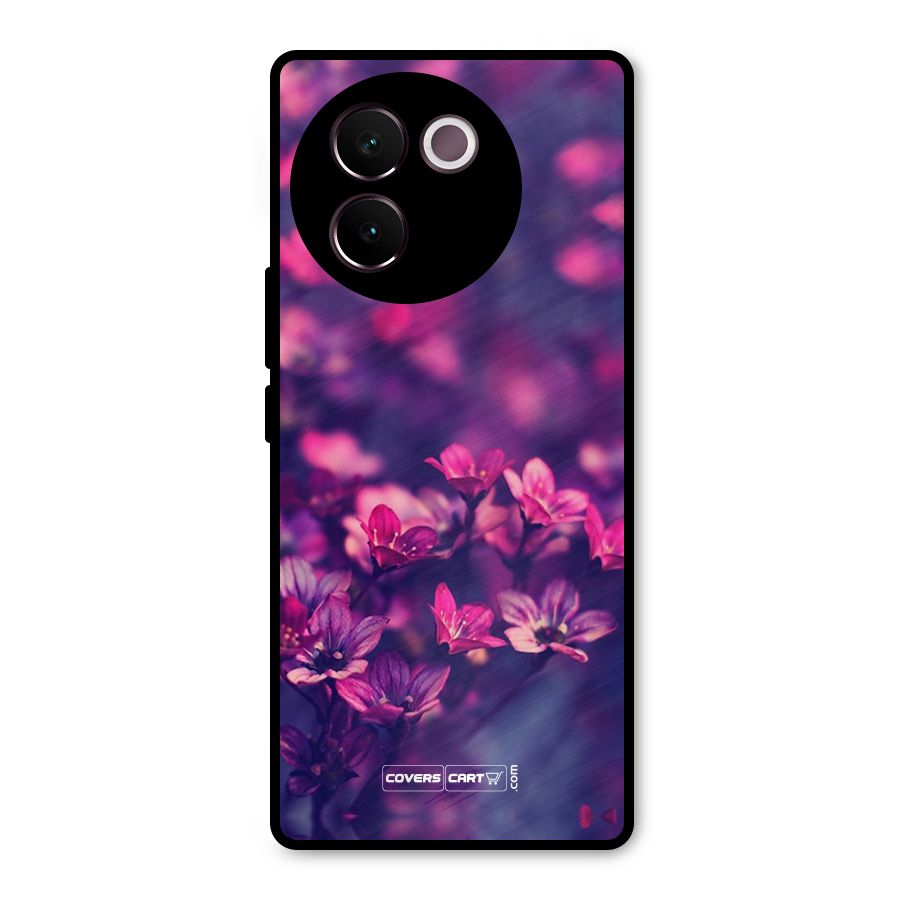 Violet Floral Metal Back Case for Vivo V30e