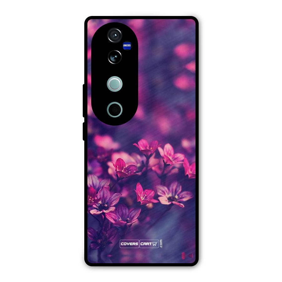 Violet Floral Metal Back Case for Vivo V40