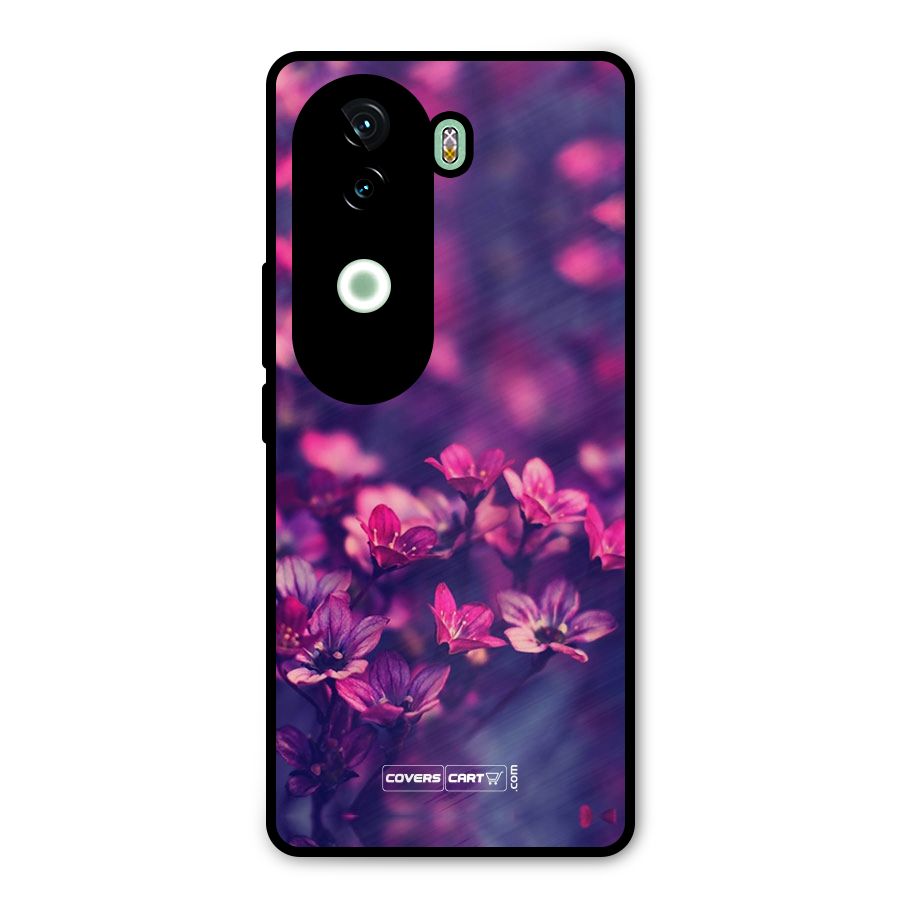 Violet Floral Metal Back Case for Vivo V40e