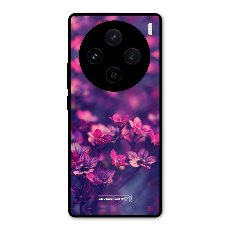 Violet Floral Metal Back Case for Vivo X100