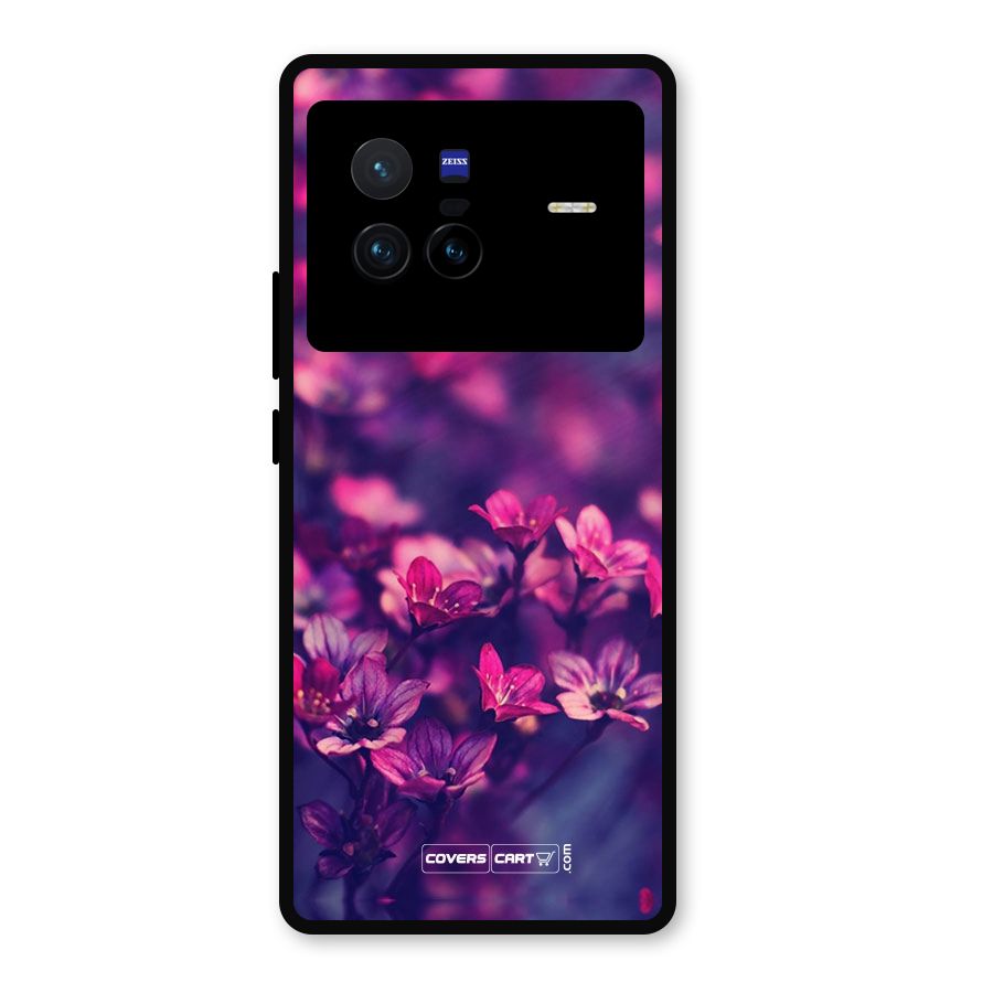 Violet Floral Metal Back Case for Vivo X80