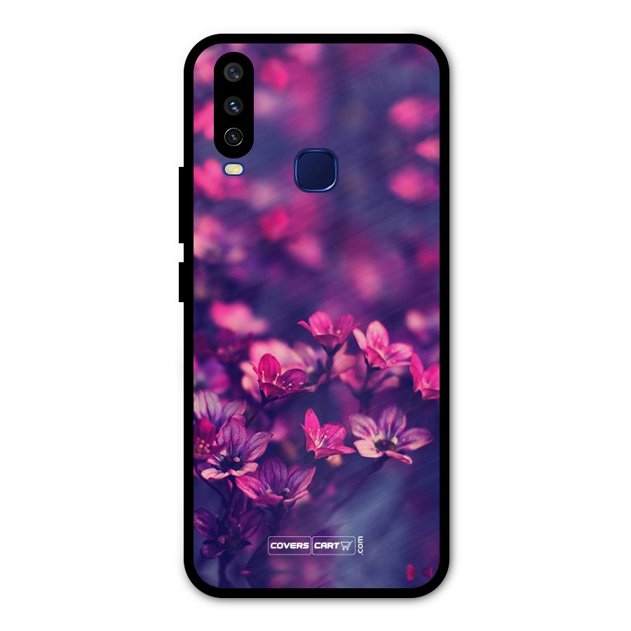Violet Floral Metal Back Case for Vivo Y15