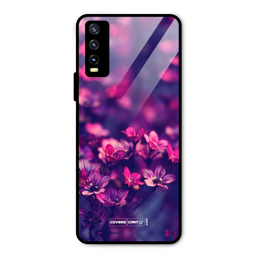Violet Floral Metal Back Case for Vivo Y20g