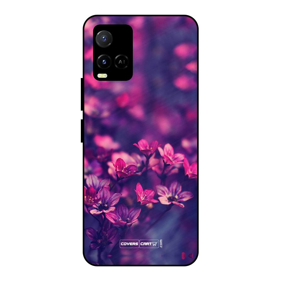 Violet Floral Metal Back Case for Vivo Y21