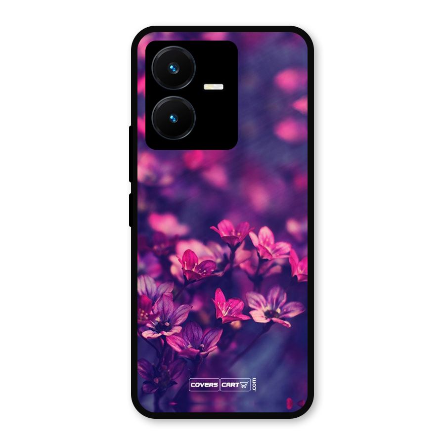 Violet Floral Metal Back Case for Vivo Y22