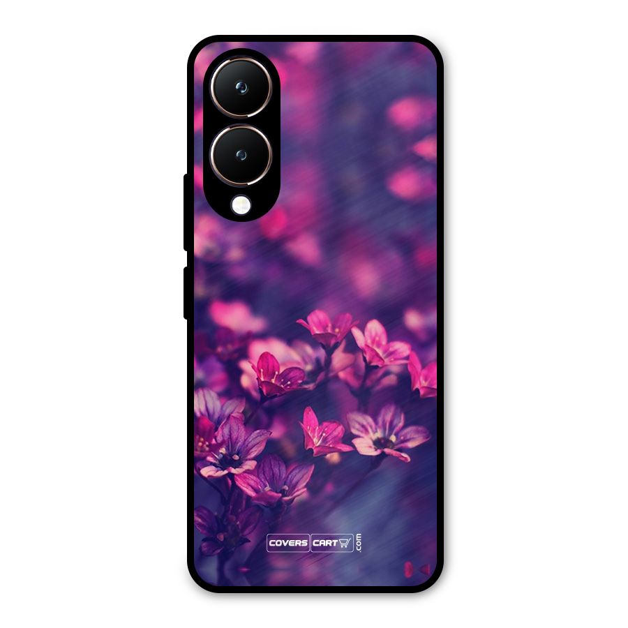 Violet Floral Metal Back Case for Vivo Y28