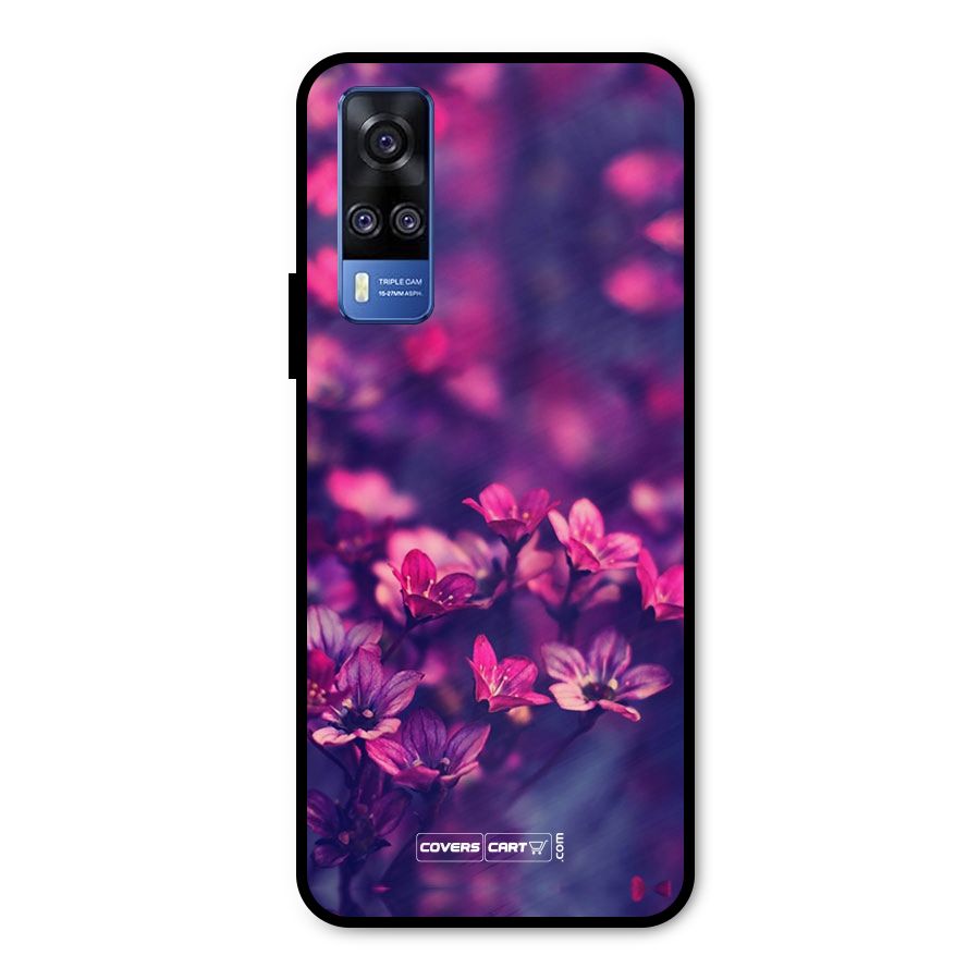 Violet Floral Metal Back Case for Vivo Y51A