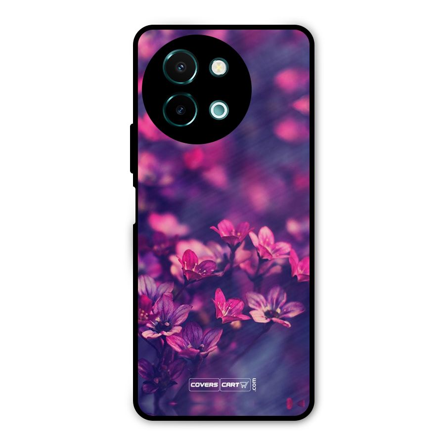 Violet Floral Metal Back Case for Vivo Y58