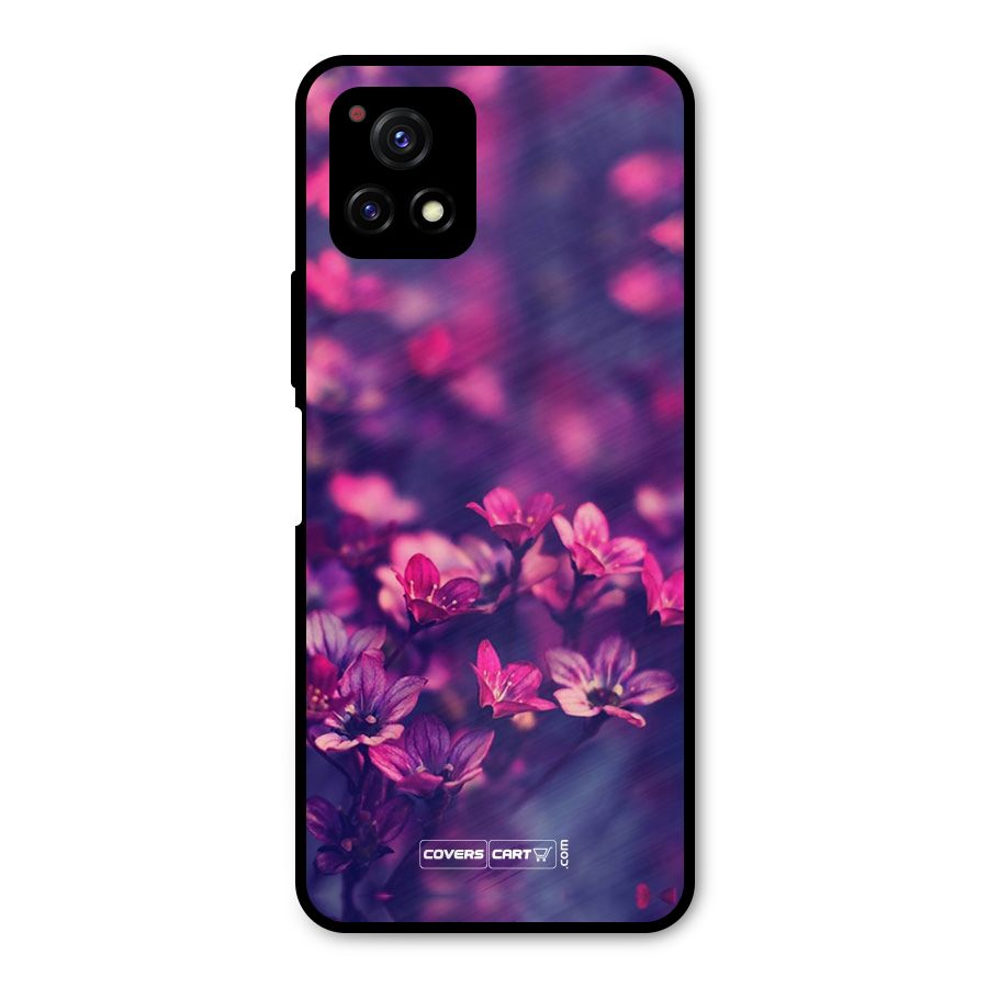 Violet Floral Metal Back Case for Vivo Y72 5G