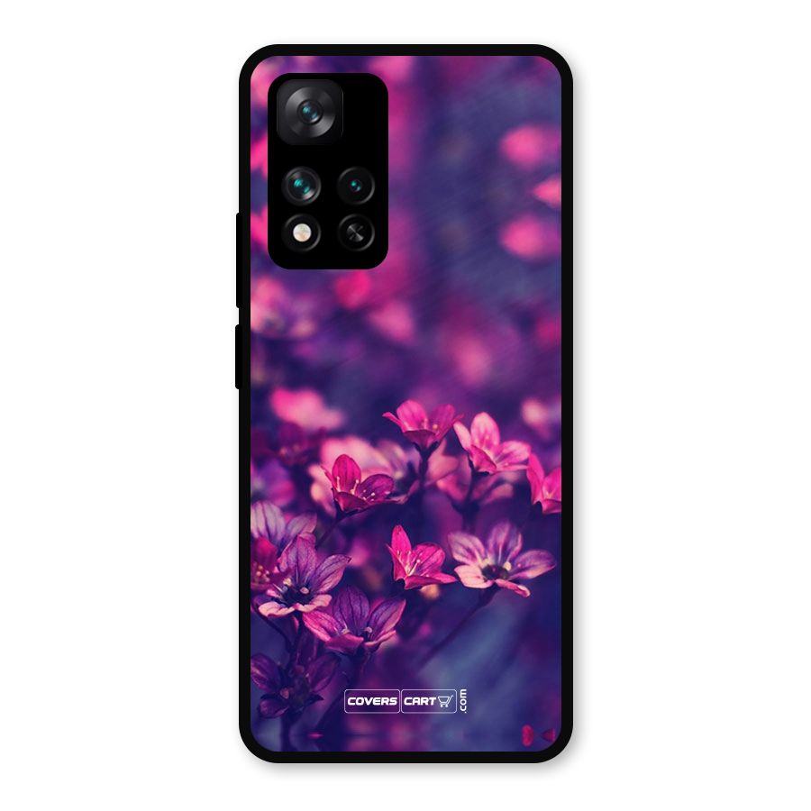 Violet Floral Metal Back Case for Xiaomi 11i 5G