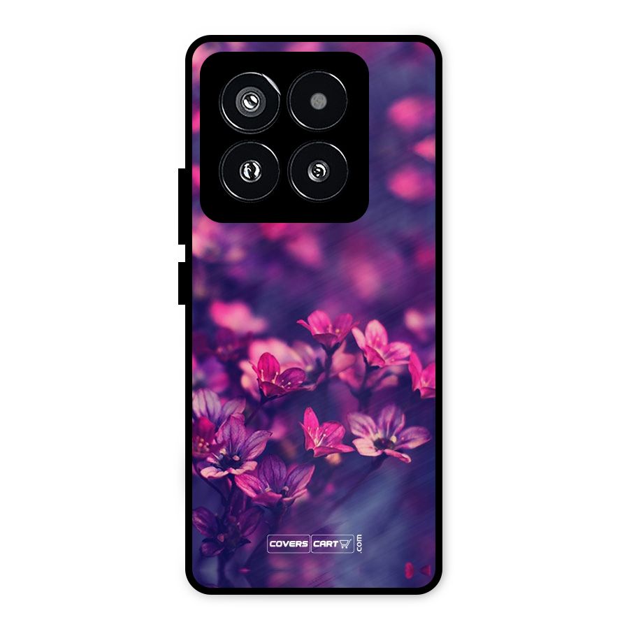 Violet Floral Metal Back Case for Xiaomi 14 Pro