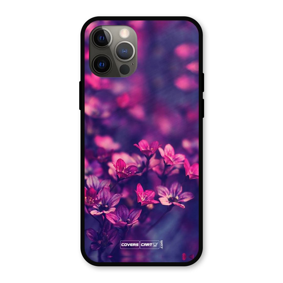 Violet Floral Metal Back Case for iPhone 12 Pro