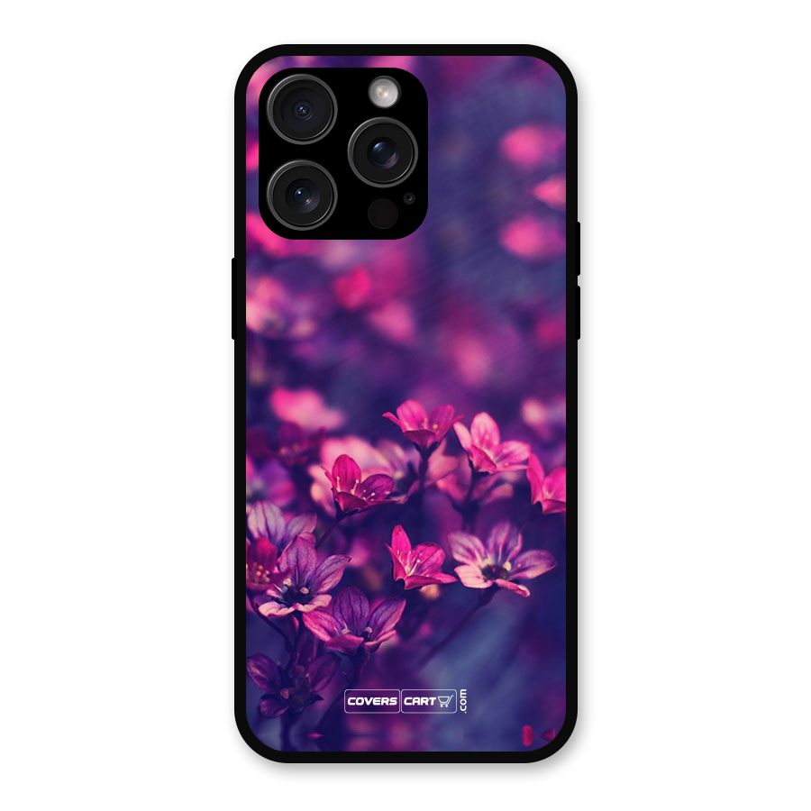 Violet Floral Metal Back Case for iPhone 15 Pro Max