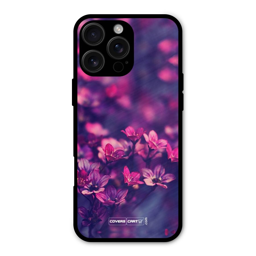 Violet Floral Metal Back Case for iPhone 16 Pro Max