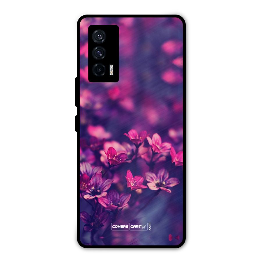 Violet Floral Metal Back Case for iQOO 7 5G
