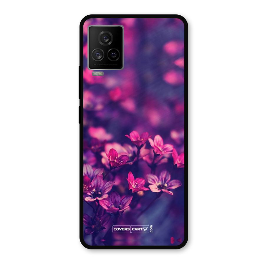 Violet Floral Metal Back Case for iQOO 7 Legend 5G