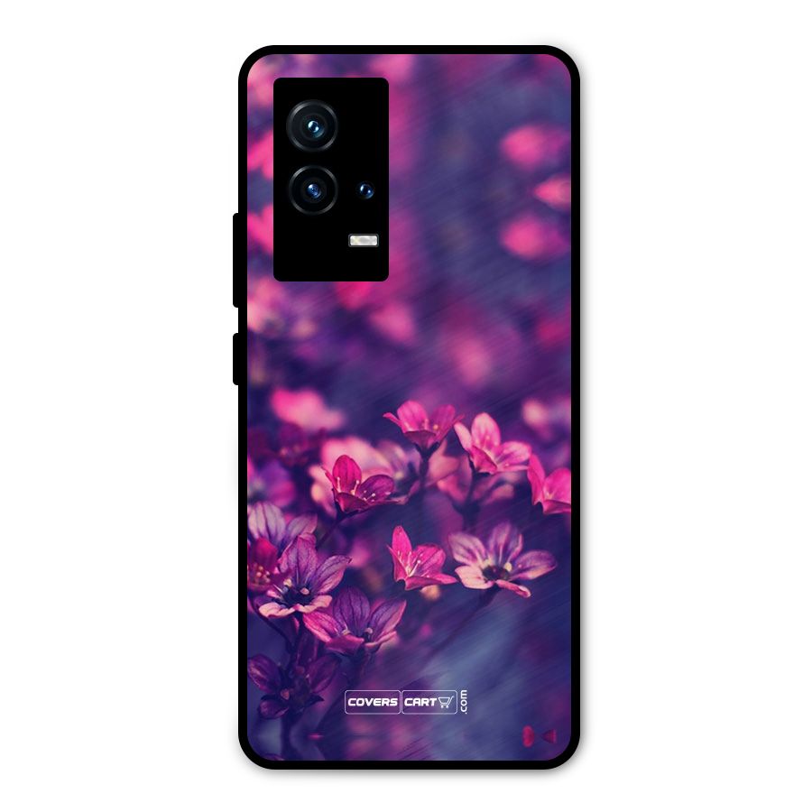 Violet Floral Metal Back Case for iQOO 9 5G