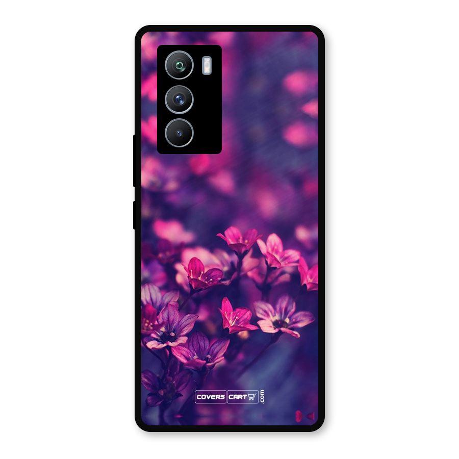 Violet Floral Metal Back Case for iQOO 9 SE