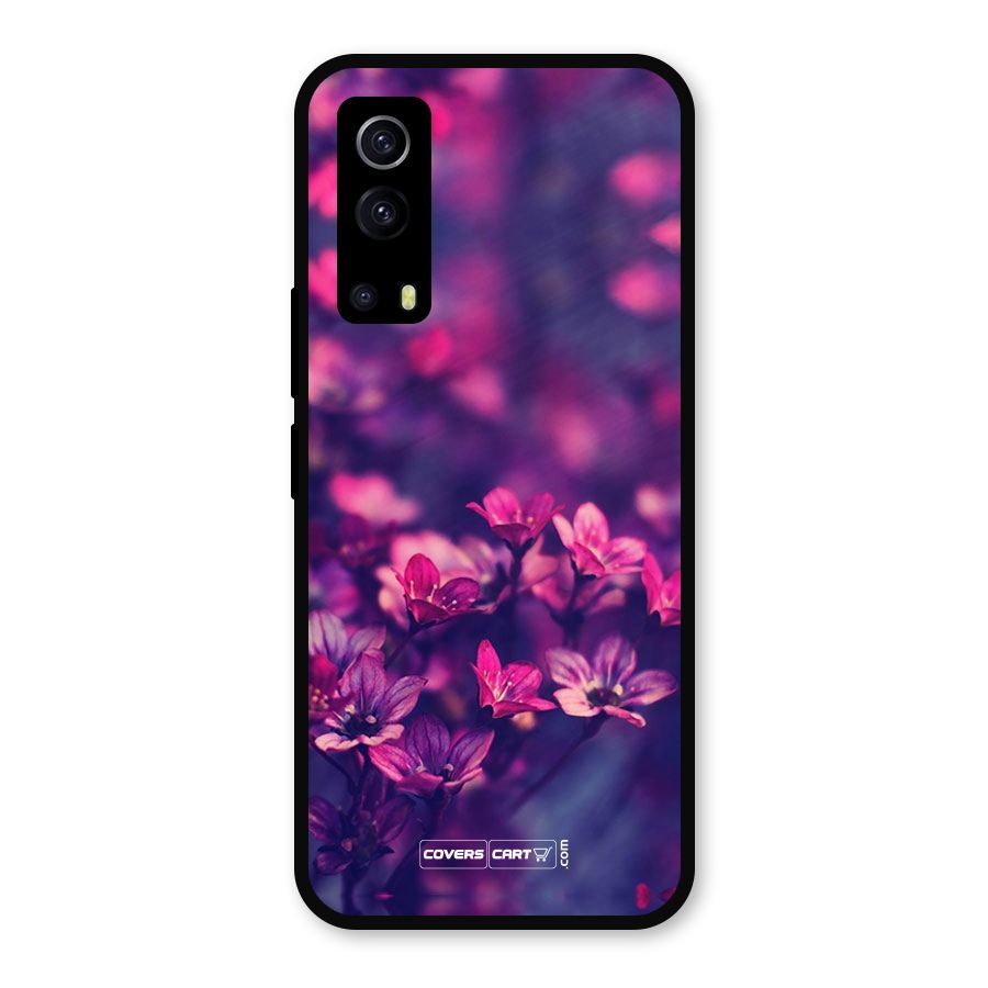 Violet Floral Metal Back Case for iQOO Z3