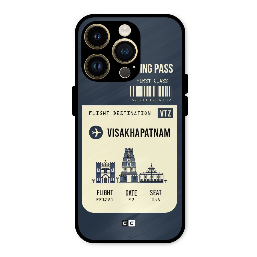 Vishakapatnam Boarding Pass Metal Back Case for iPhone 14 Pro