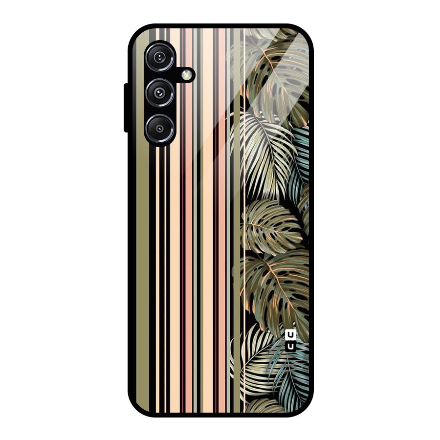 Visual Art Leafs Glass Back Case for Galaxy M34 5G