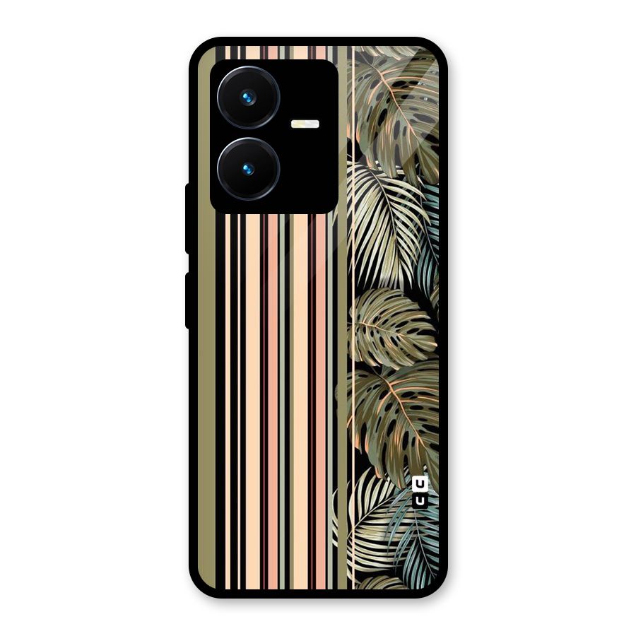 Visual Art Leafs Glass Back Case for Vivo Y22s