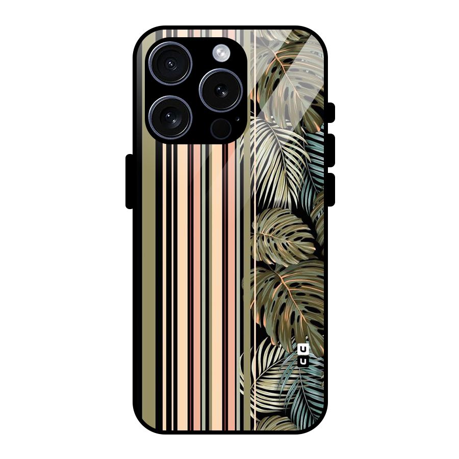 Visual Art Leafs Glass Back Case for iPhone 15 Pro