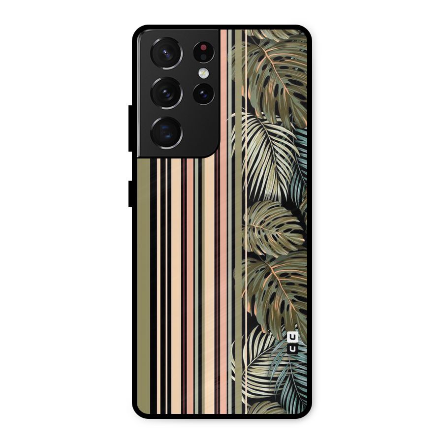 Visual Art Leafs Metal Back Case for Galaxy S21 Ultra 5G