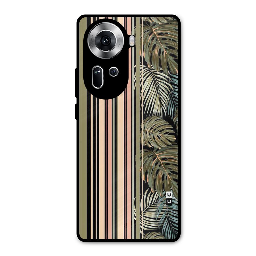 Visual Art Leafs Metal Back Case for Oppo Reno11 5G