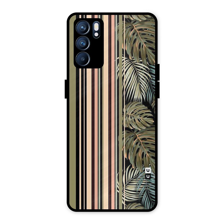 Visual Art Leafs Metal Back Case for Oppo Reno6 5G