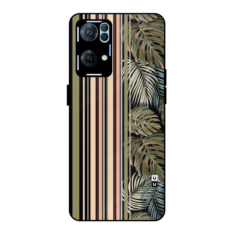 Visual Art Leafs Metal Back Case for Oppo Reno7 Pro 5G