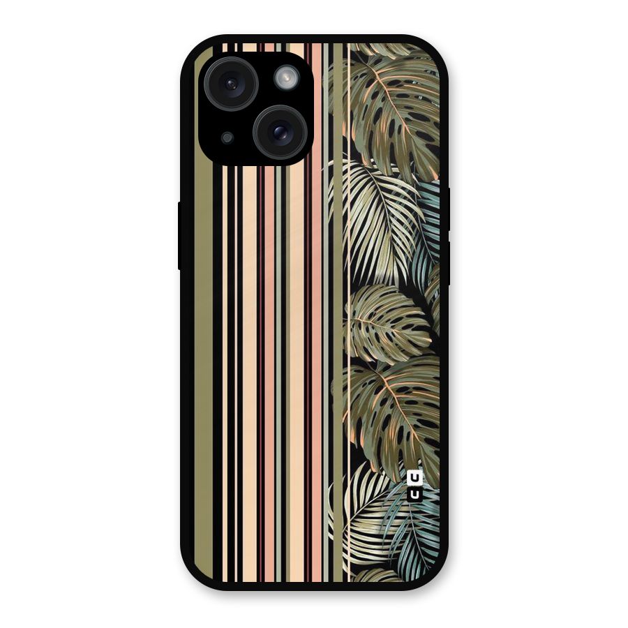 Visual Art Leafs Metal Back Case for iPhone 15