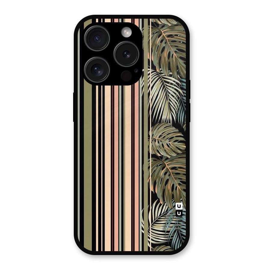 Visual Art Leafs Metal Back Case for iPhone 15 Pro